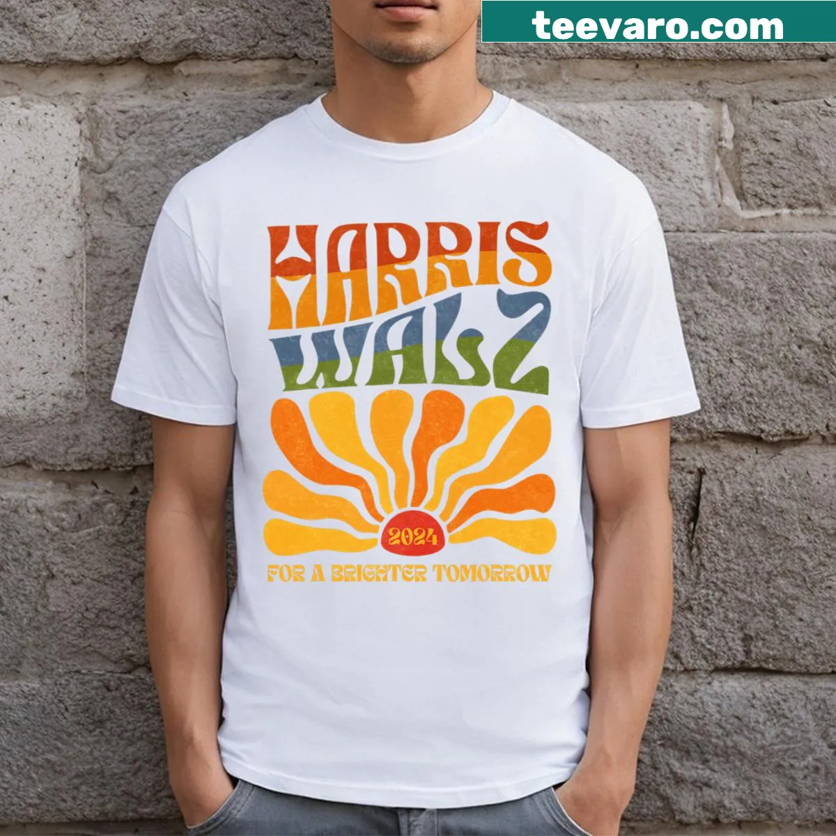 For A Brighter Tomorrow Kamala Harris t-shirt — on a men's t-shirt