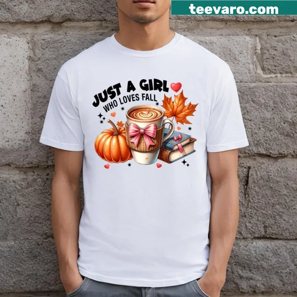 Whimsical fall-themed t-shirt with pumpkin illustration