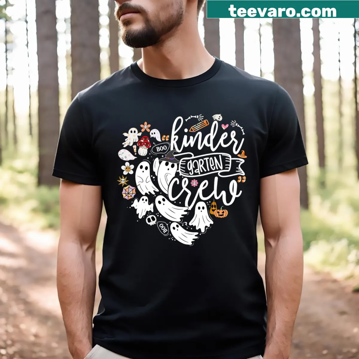 Cute Halloween doodles on a kids' T-shirt for kindergarteners — on a men's t-shirt