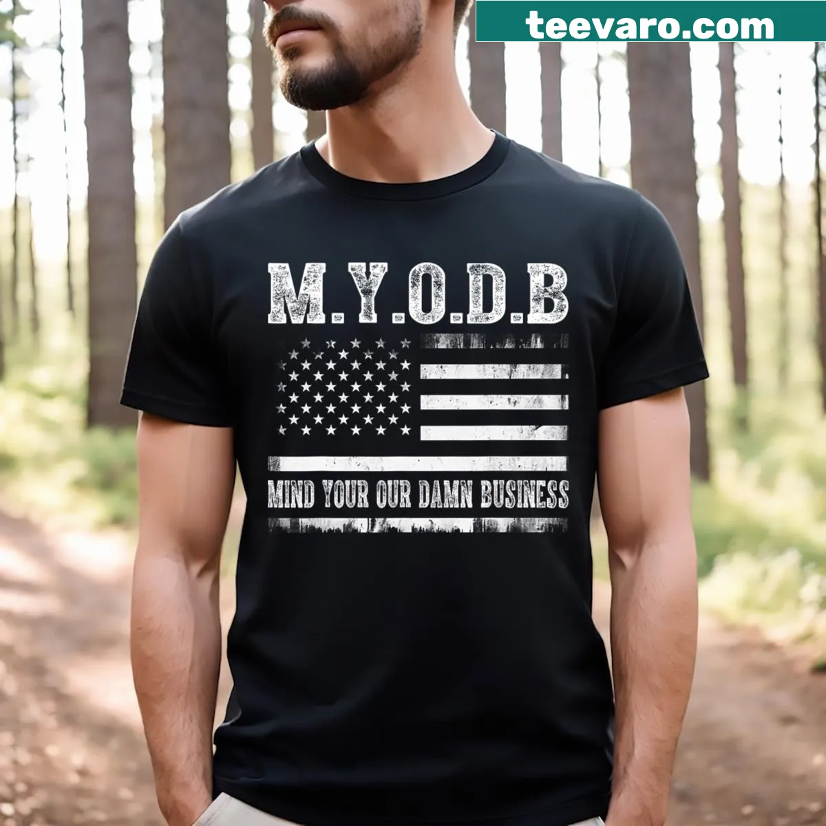 T-shirt with the phrase 'Myodb' in bold typography — on a men's t-shirt