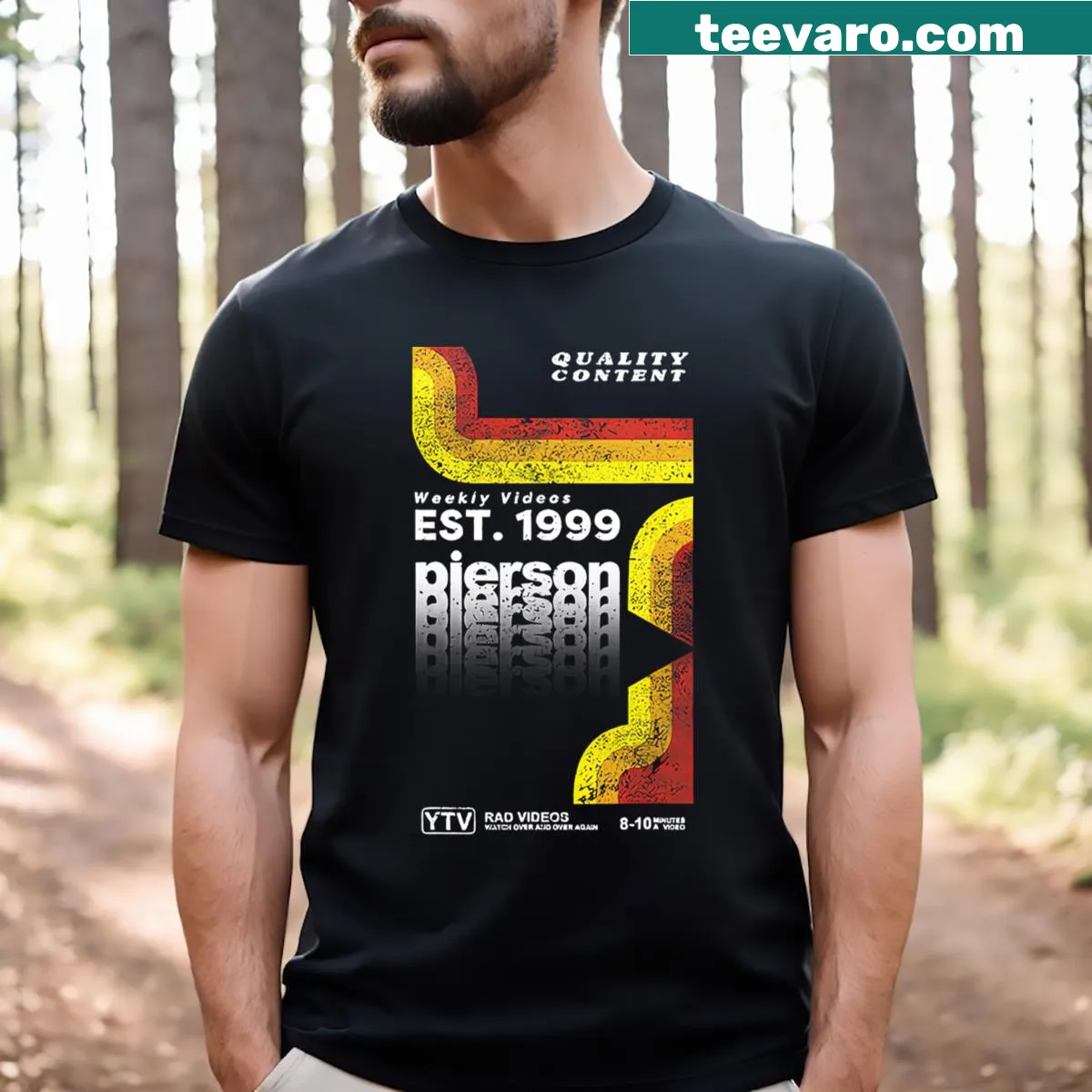 Simple bold text design for Pierson Wodzynski Tee — on a men's t-shirt