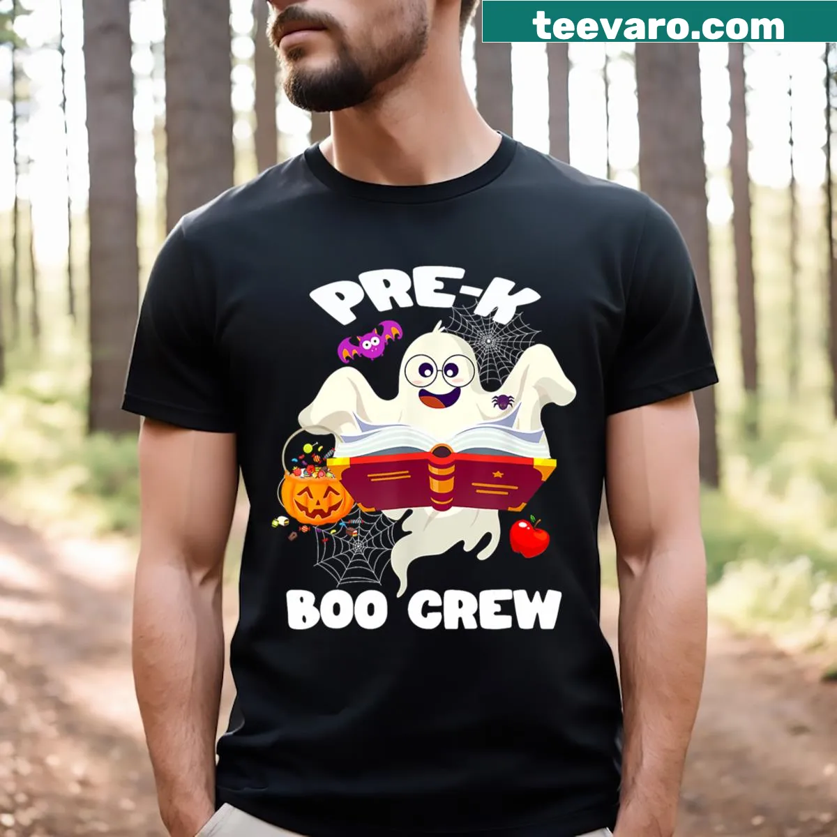 Cute ghost illustration on a Halloween t-shirt for kids — on a men's t-shirt