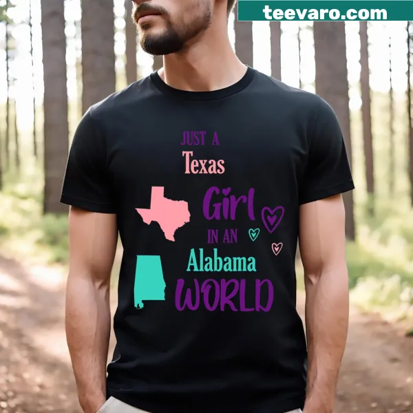 Proud Texas girl t-shirt with a blend of Texas and Alabama themes