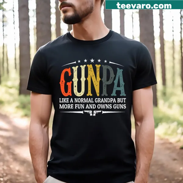 Funny Gunpa T-shirt with humorous text about grandpas