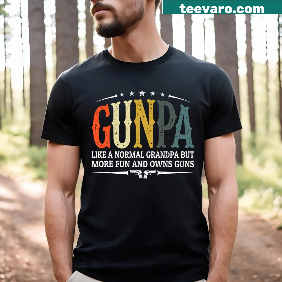 Funny Gunpa T-shirt with humorous text about grandpas — on a men's t-shirt