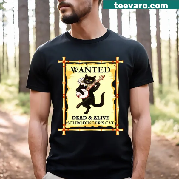 Illustrative Schrödinger's Cat t-shirt for physics lovers
