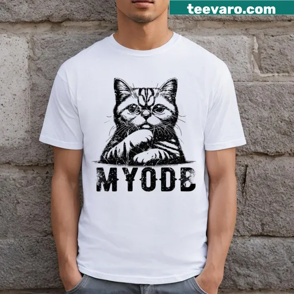 Vintage distressed T-shirt with humorous cat-themed text