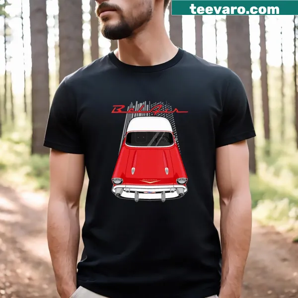 Vintage-style T-shirt featuring a 1957 Chevy Bel Air graphic