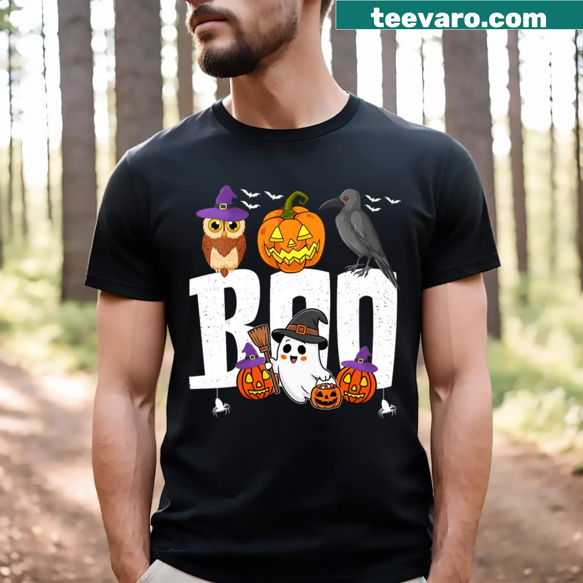 Cute Boo Halloween costume family graphic T-shirt — on a men's t-shirt