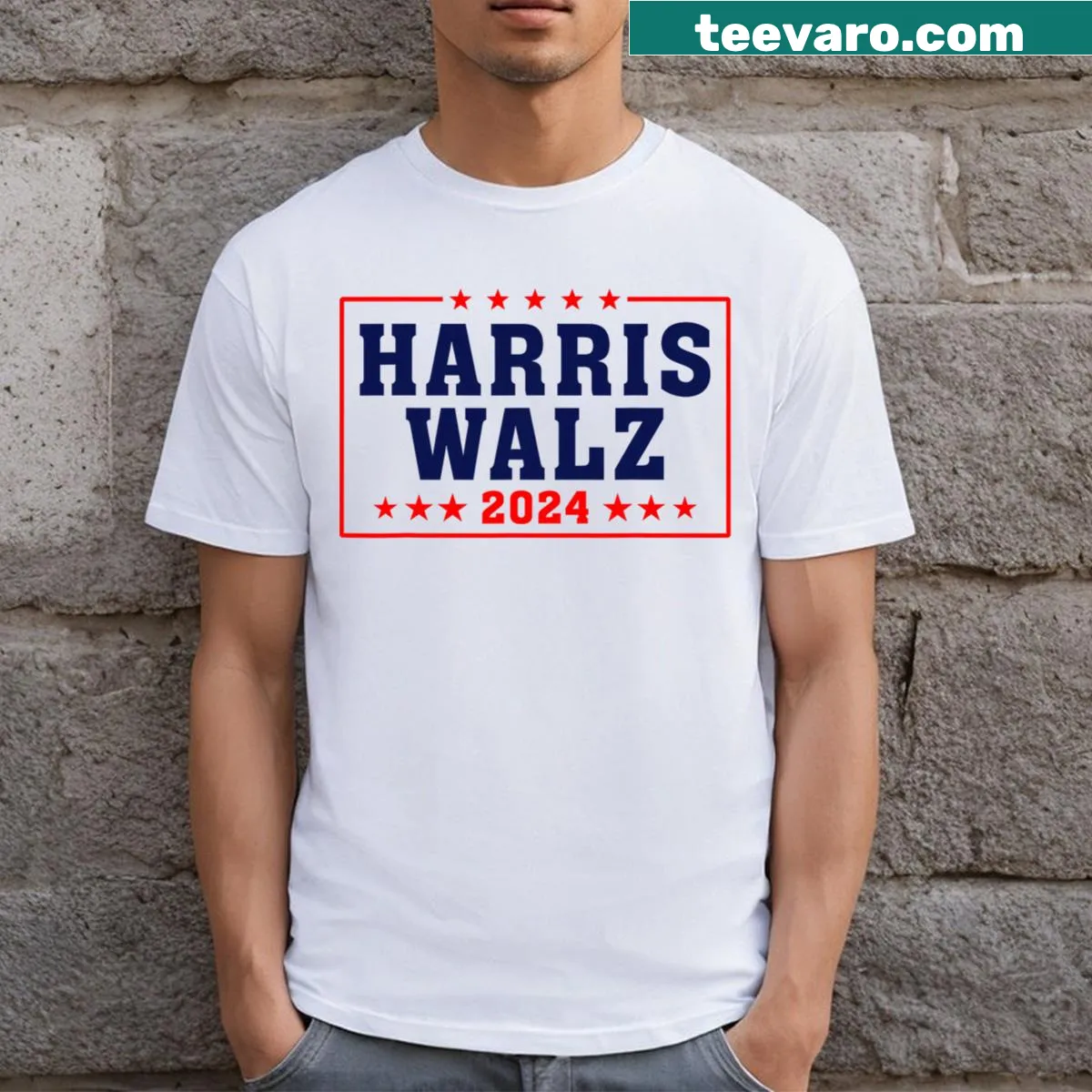 Typography T-shirt supporting female presidential candidate — on a men's t-shirt