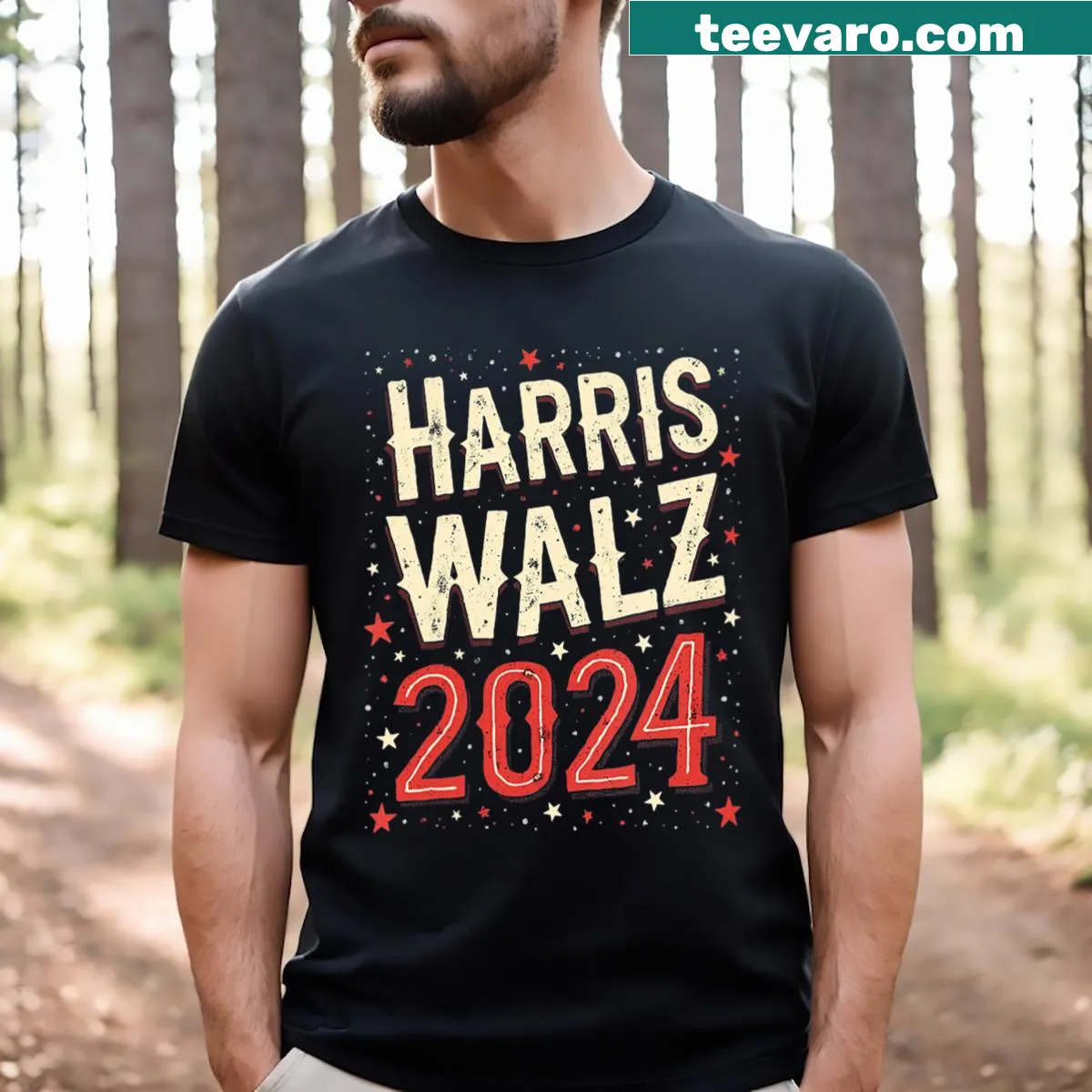 Patriotic typography T-shirt for the 2024 election — on a men's t-shirt
