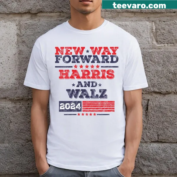 Support for Kamala Harris and Tim Walz 2024 graphic on V-neck t-shirt