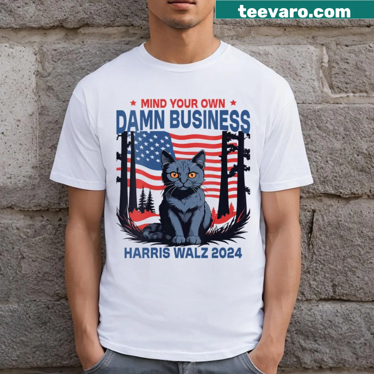 Mind Your Own Damn Business V-neck T-shirt — on a men's t-shirt