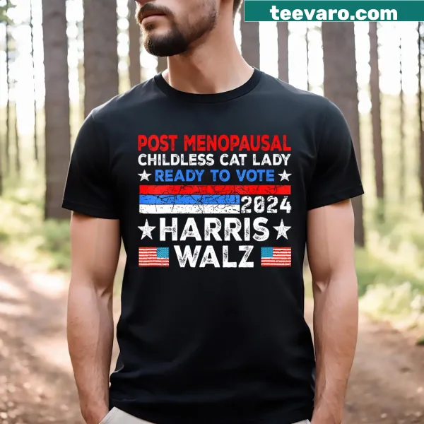 Humorous V-neck t-shirt for cat lovers and voters