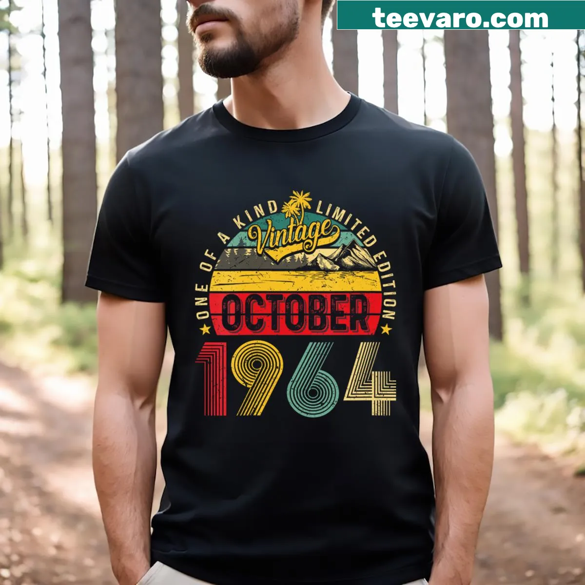 Vintage 1964-themed birthday t-shirt for 60th celebrations — on a men's t-shirt