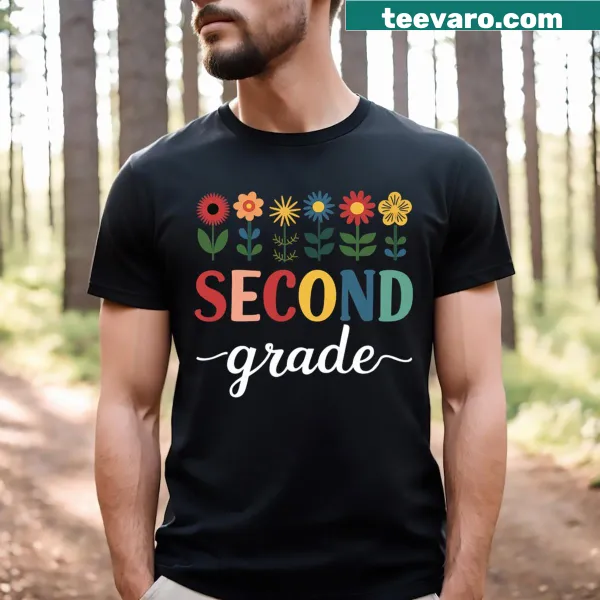 Back to school T-shirt with wildflower graphic for 2nd graders