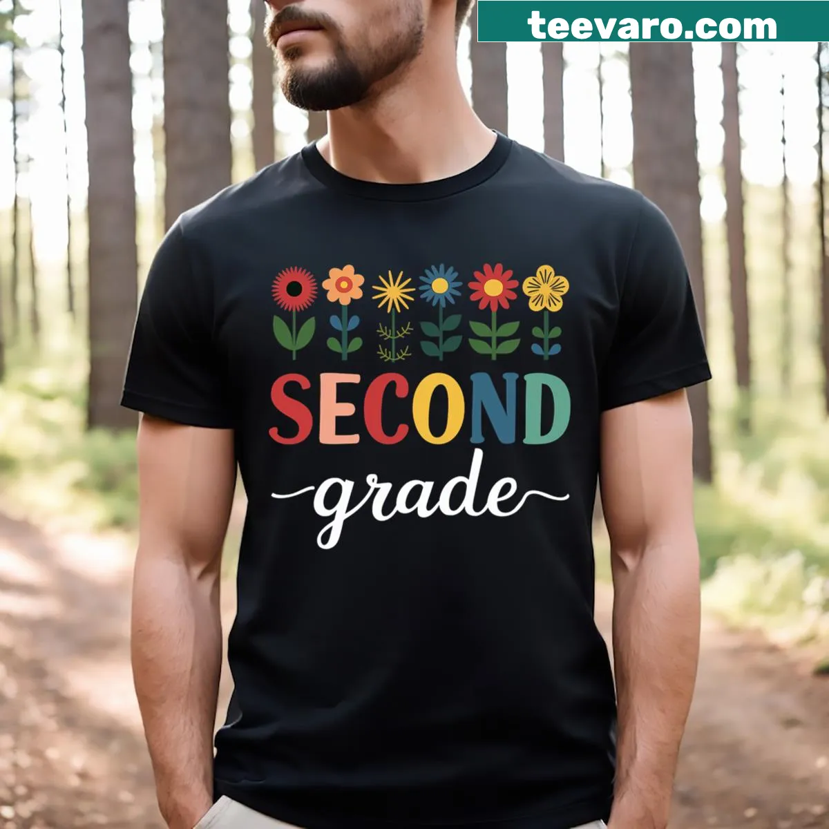 Back to school T-shirt with wildflower graphic for 2nd graders — on a men's t-shirt