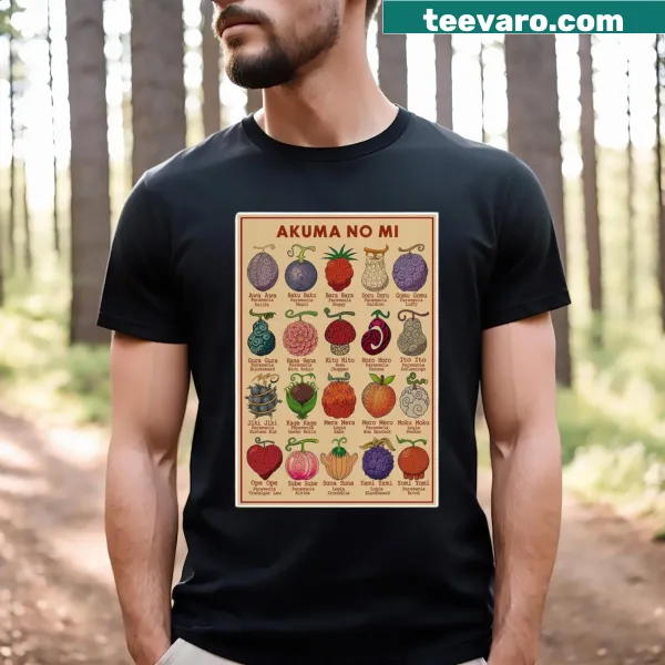 Anime-inspired Akuma No Mi illustrated t-shirt
