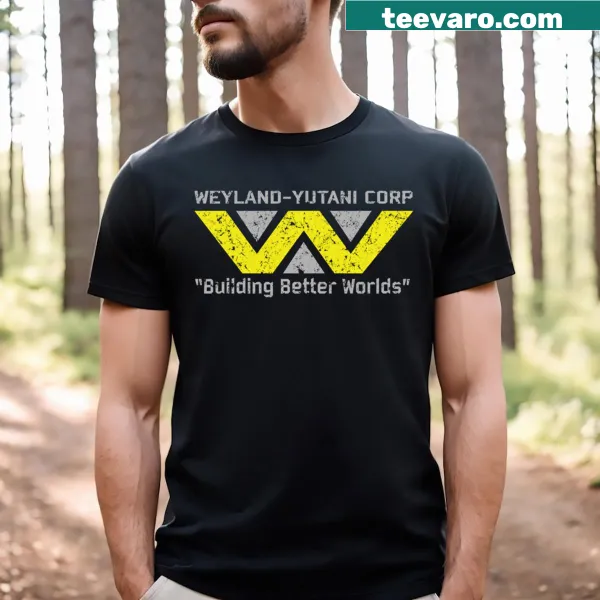 Distressed graphic T-shirt featuring Weyland-Yutani Corp logo