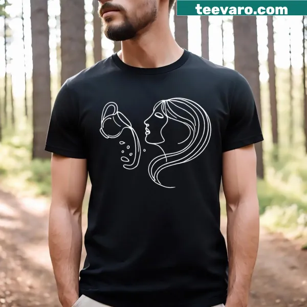 Illustration of the Aquarius zodiac sign on a white T-shirt