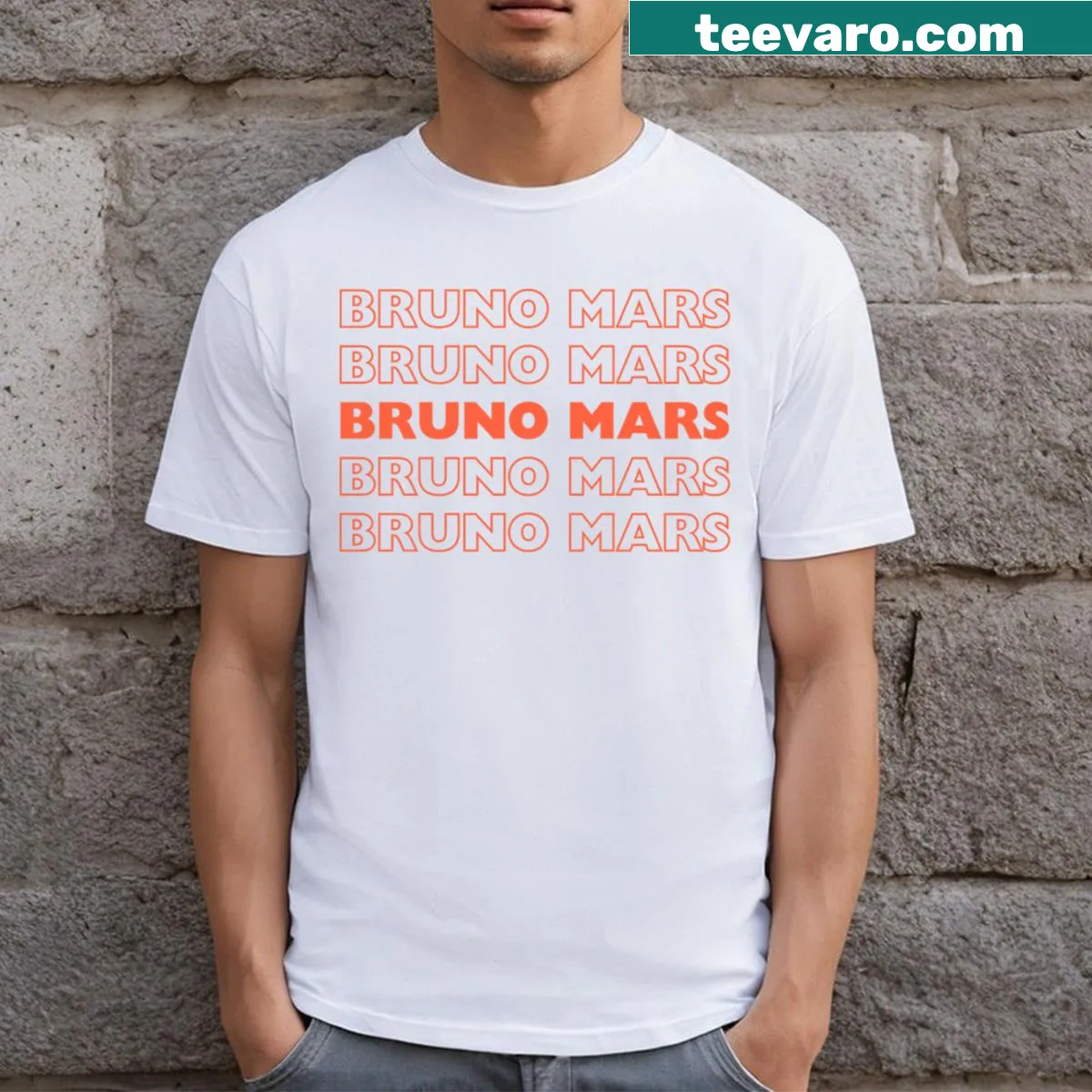 Bruno Mars Vibes T-shirt with energetic typography for music lovers — on a men's t-shirt