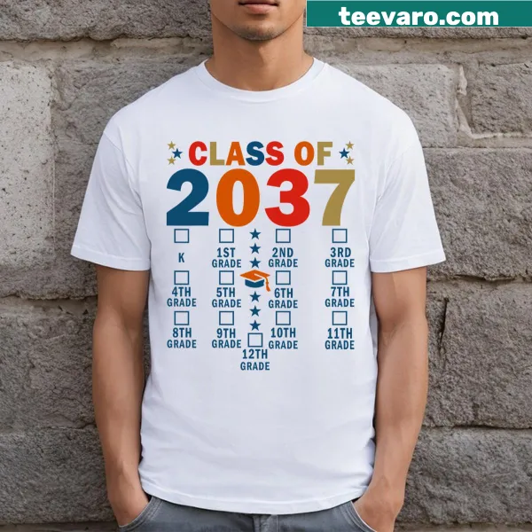 Illustrated handprint design for Class Of 2037 on T-shirt