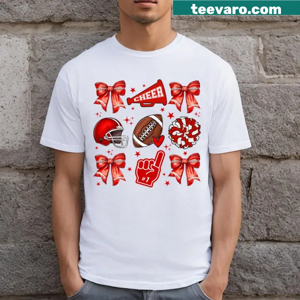 Cute kids Football Mom t-shirt with bow and football graphics