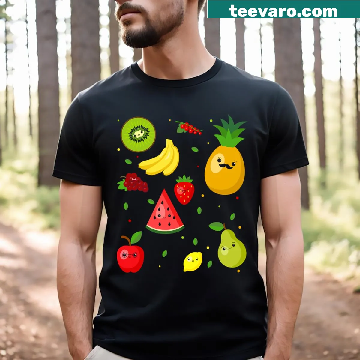 Cute fruit illustrations on a couple's T-shirt — on a men's t-shirt