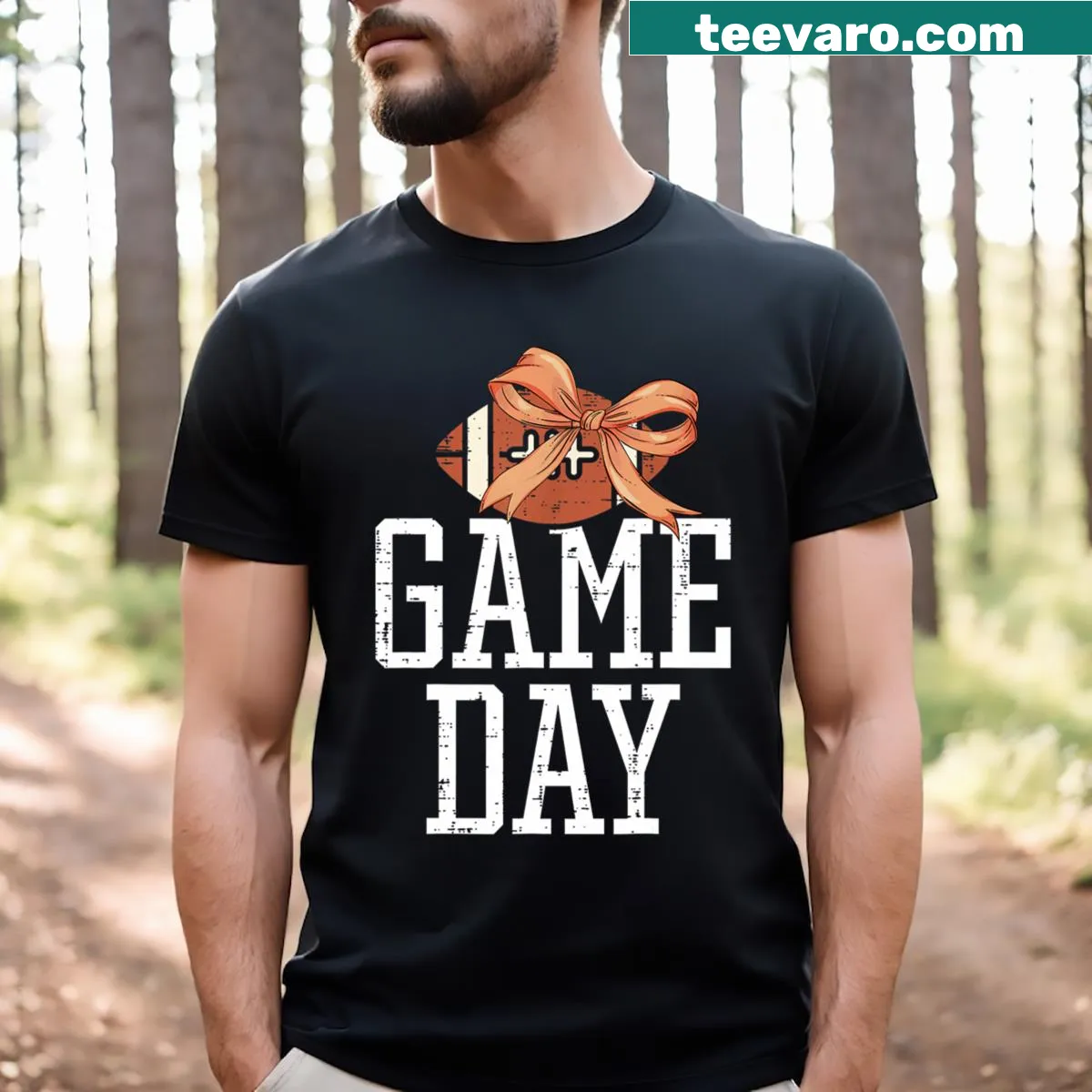 Cute football bow design for young girls on a T-shirt — on a men's t-shirt