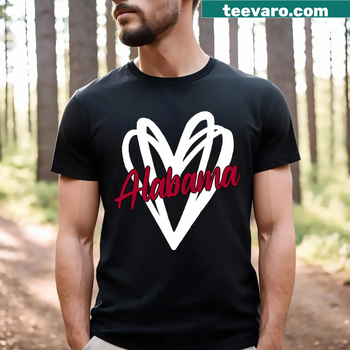 Proud Bama graphic last name T-shirt for couples with vintage design — on a men's t-shirt