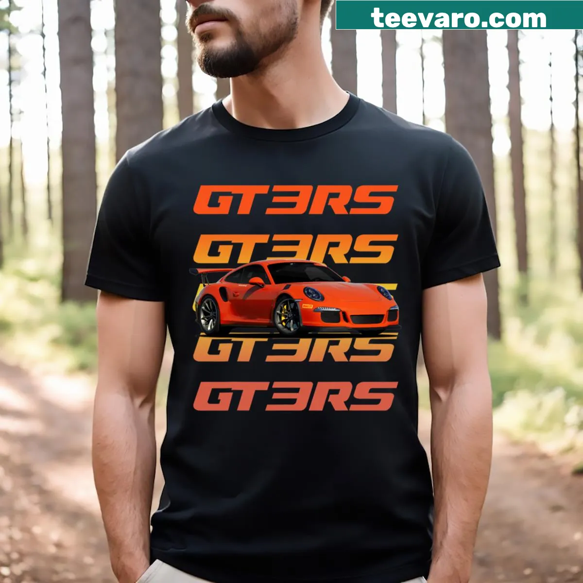 Minimalist T-shirt with the text 'Gt3rs' in a bold design — on a men's t-shirt