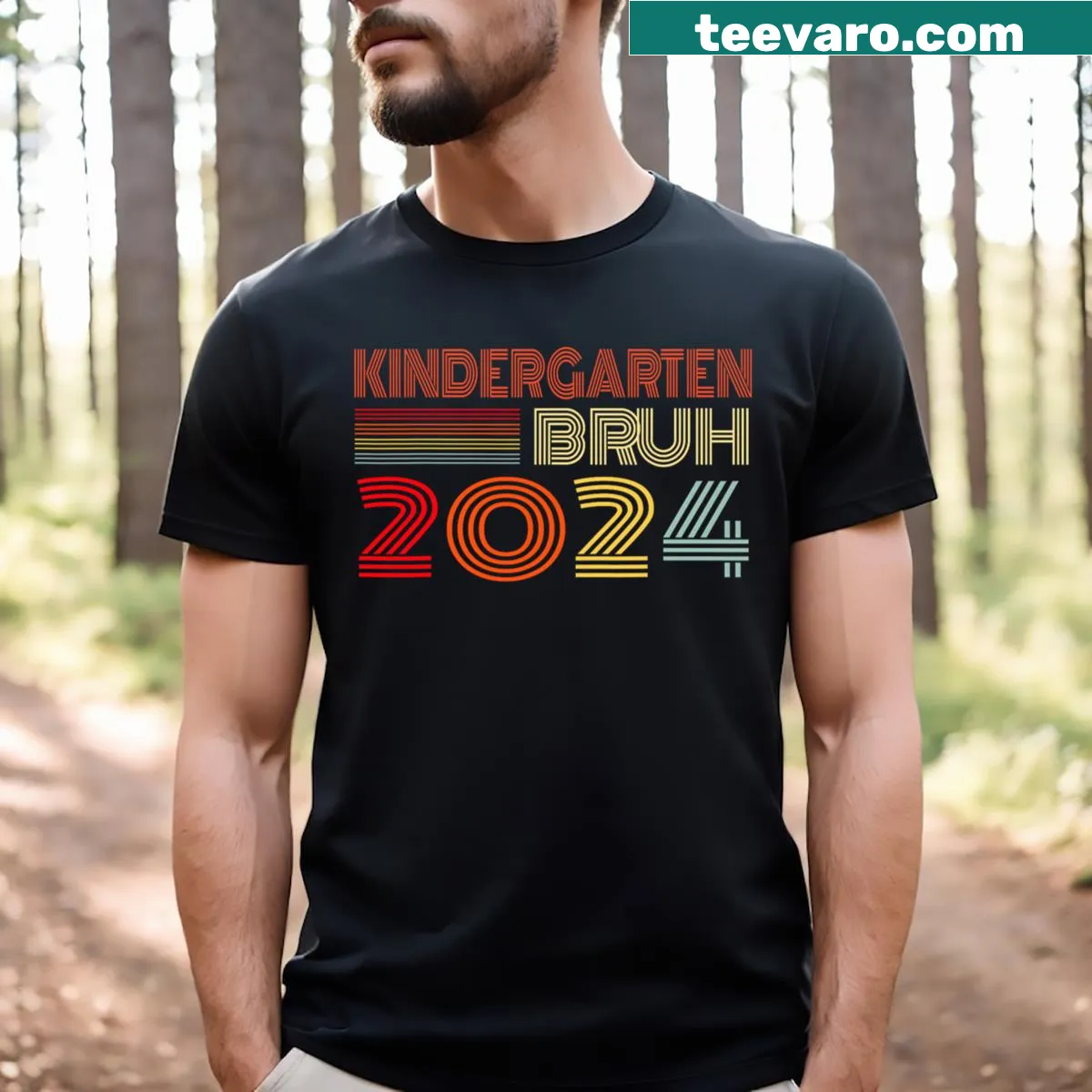 T-shirt with 'Kindergarten Bruh' text for teachers and parents — on a men's t-shirt