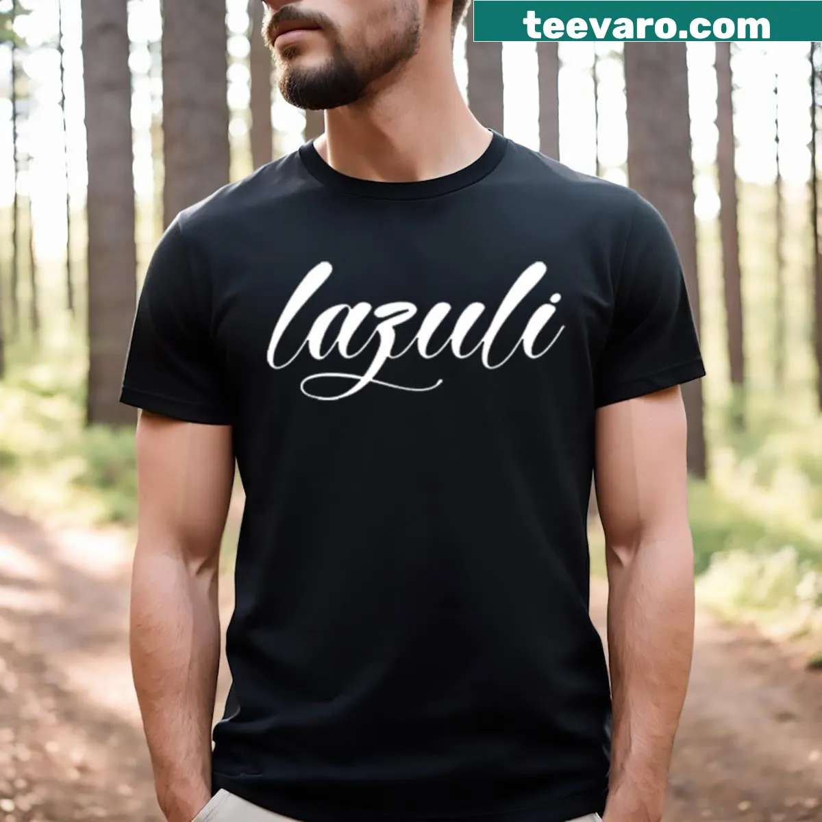 T-shirt featuring the name of Lazuli rock band. — on a men's t-shirt