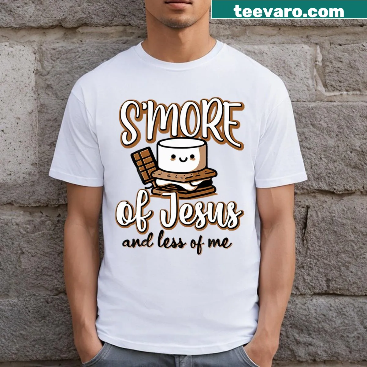 Funny Christian s'mores graphic t-shirt for men — on a men's t-shirt