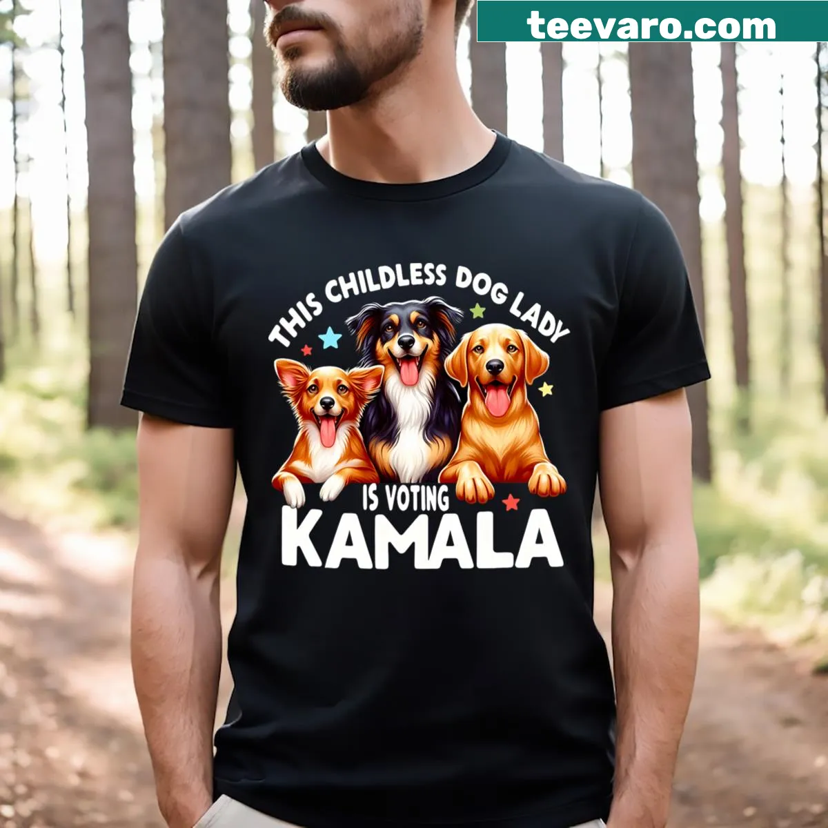 Funny T-shirt for dog lovers featuring a witty political saying — on a men's t-shirt