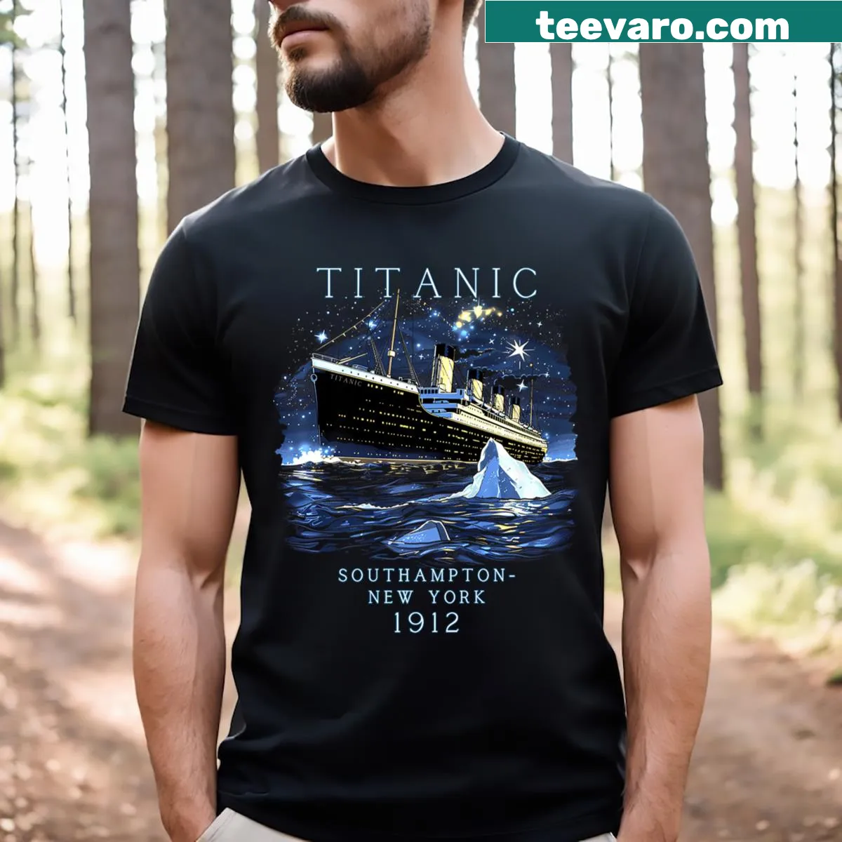Illustration commemorating Titanic Remembrance Day on a T-shirt — on a men's t-shirt