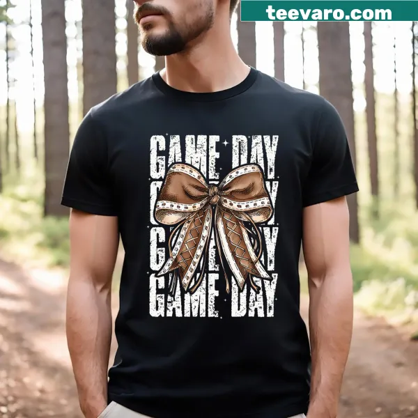 Vintage-style game day shirt with playful football graphic