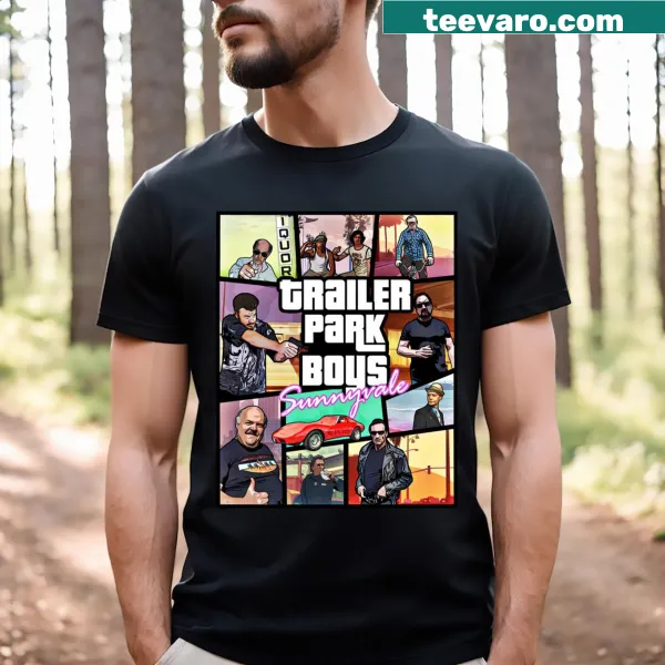 Graphic T-shirt featuring a playful design inspired by GTA's Sunnyvale
