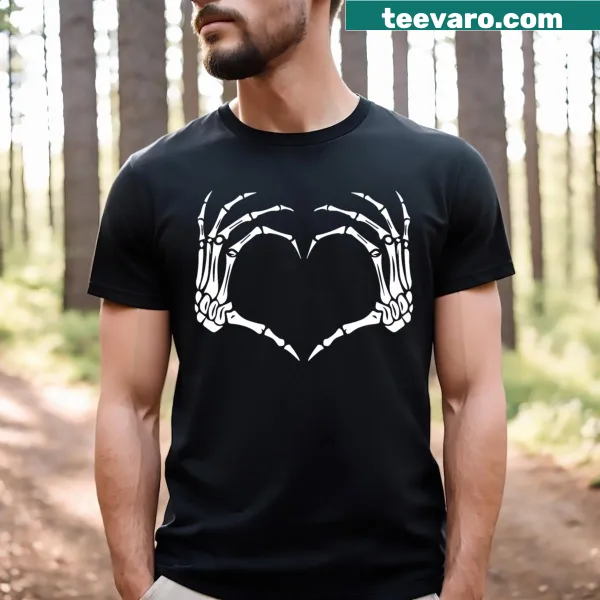 Vintage skeleton hands forming a heart for Halloween t-shirt
