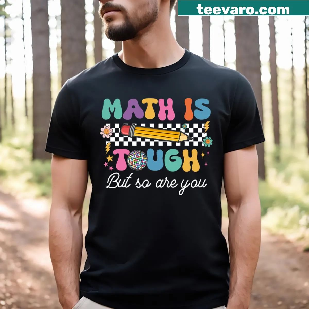 Inspirational math teacher T-shirt with motivational text — on a men's t-shirt