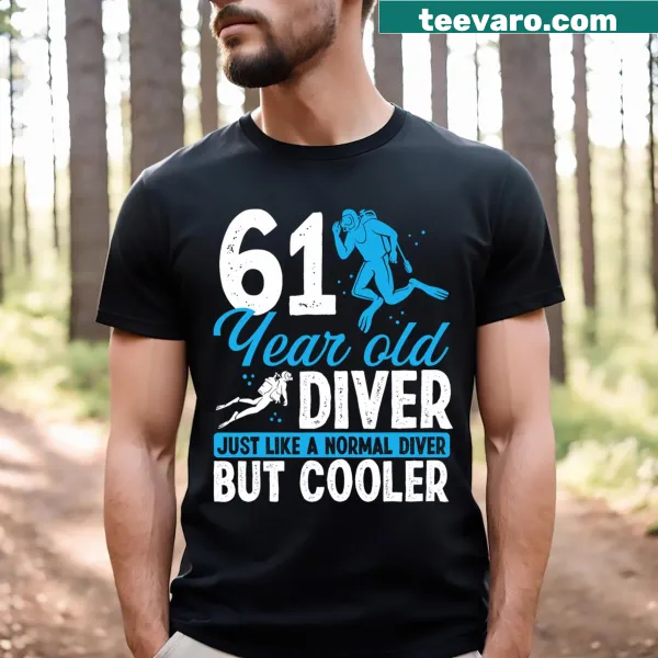 Funny scuba diving T-shirt for 61st birthday with diver graphic