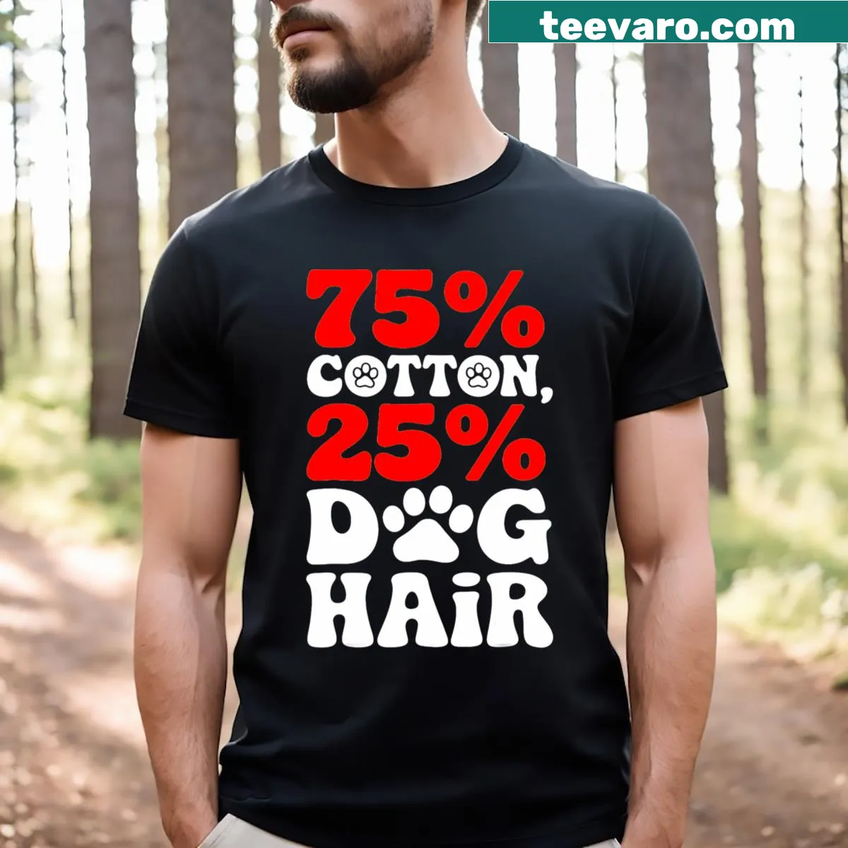 Funny T-shirt featuring a dog hair tagline — on a men's t-shirt