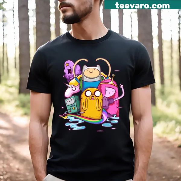 Whimsical Adventure Time t-shirt featuring beloved characters
