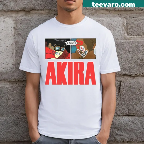 Edgy design of a clown inspired by Akira on a t-shirt