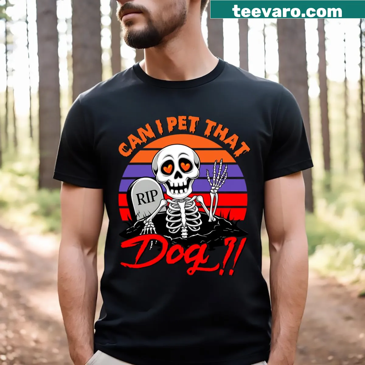 Funny dog lover t-shirt with skeleton and pet phrase — on a men's t-shirt