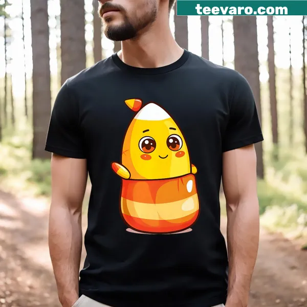 Halloween T-shirt with 'Candy Corn Candy Corn Bag' text and graphic