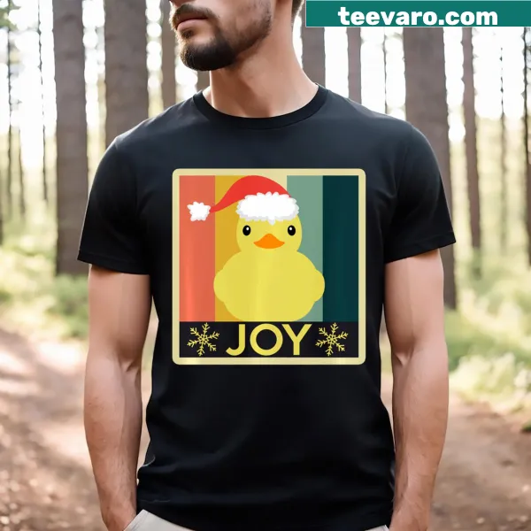 Cheerful rubber duck graphic on a Christmas T-shirt