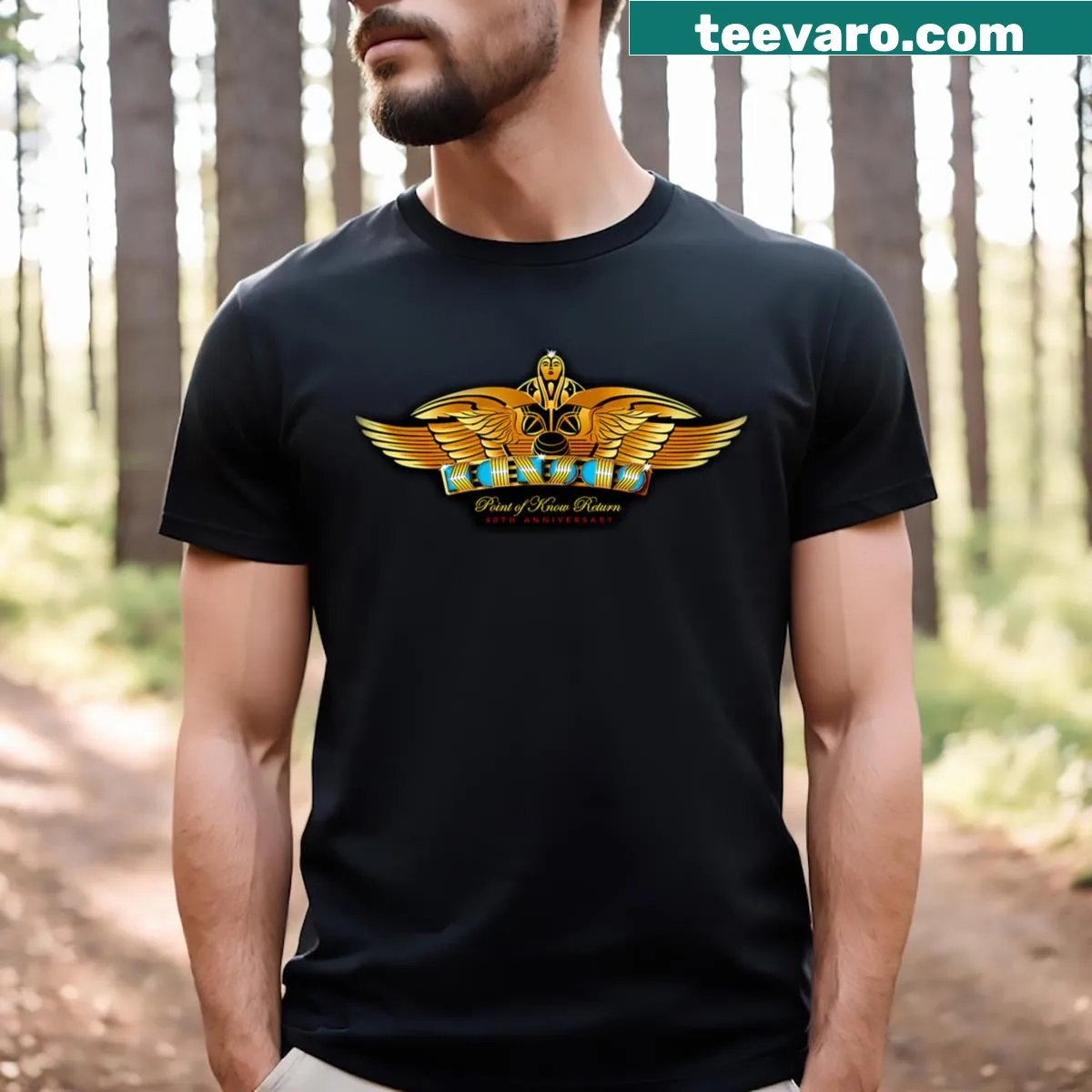 Vintage rock logo graphic on a music T-shirt — on a men's t-shirt