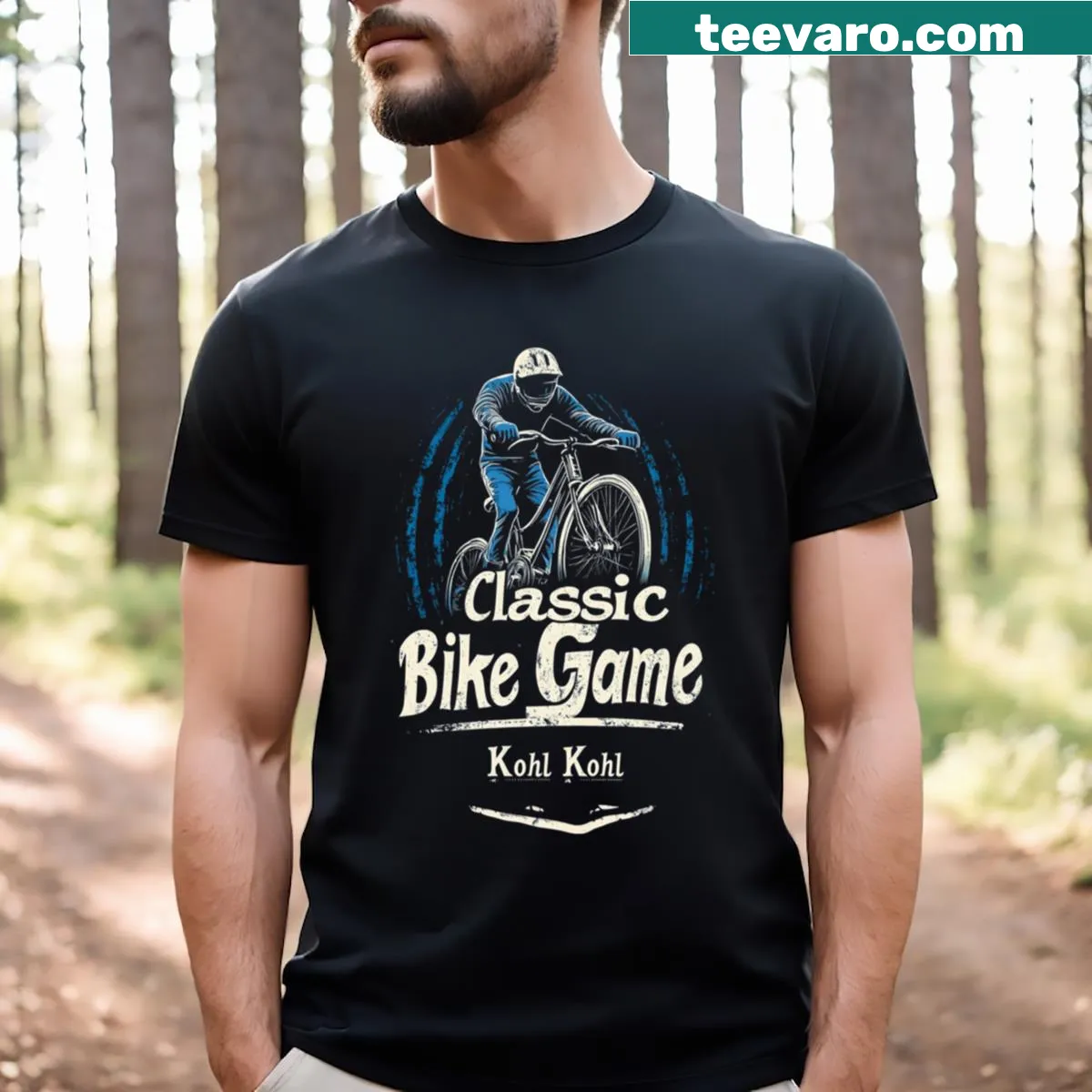 Vintage-style graphic of bikes and gaming on T-shirt — on a men's t-shirt