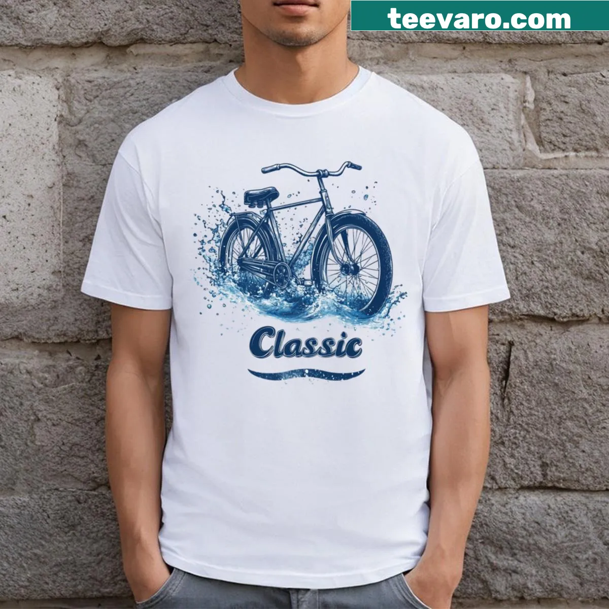 Illustration of a vintage bike on a T-shirt — on a men's t-shirt